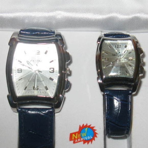 Watches Set Men Women Ice Star New Navy Blue Band (Set of 2) - Picture 4 of 4